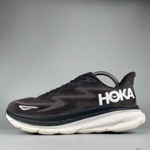 Hoka Clifton 9 Women's 10 B Black White Road Running Sneakers Athletic Shoes EUC